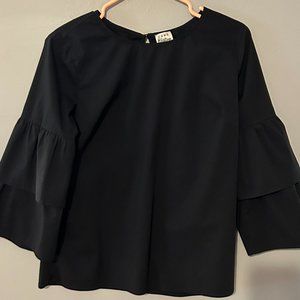 Black Ruffled Sleeve Top - PM